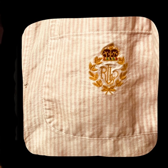 pink pinstriped button-down polo womens small - Picture 4 of 9